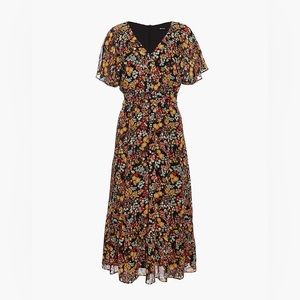 NWT Madewell Dolman-Sleeve Ruffle-Hem Midi Dress in Flower Garden